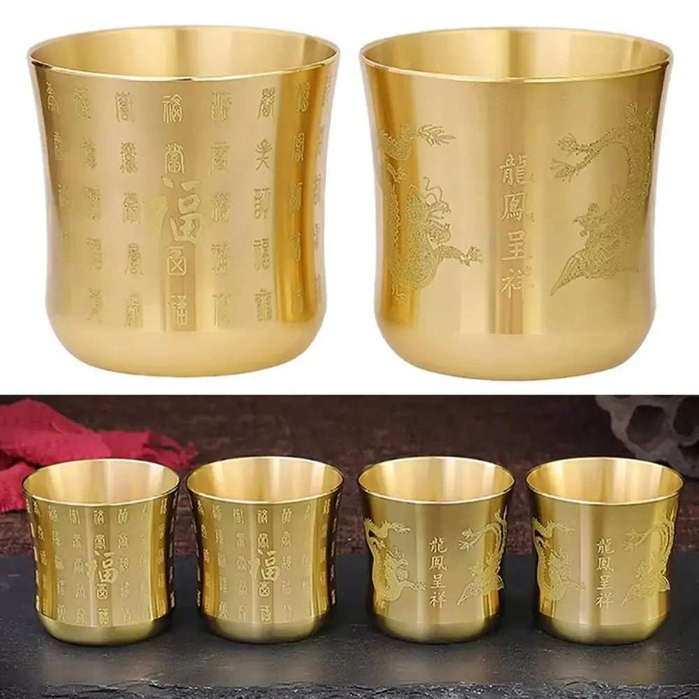 1Pcs Durable Wealth Attracting Brass Tea Cup 6cm Desktop Ornament