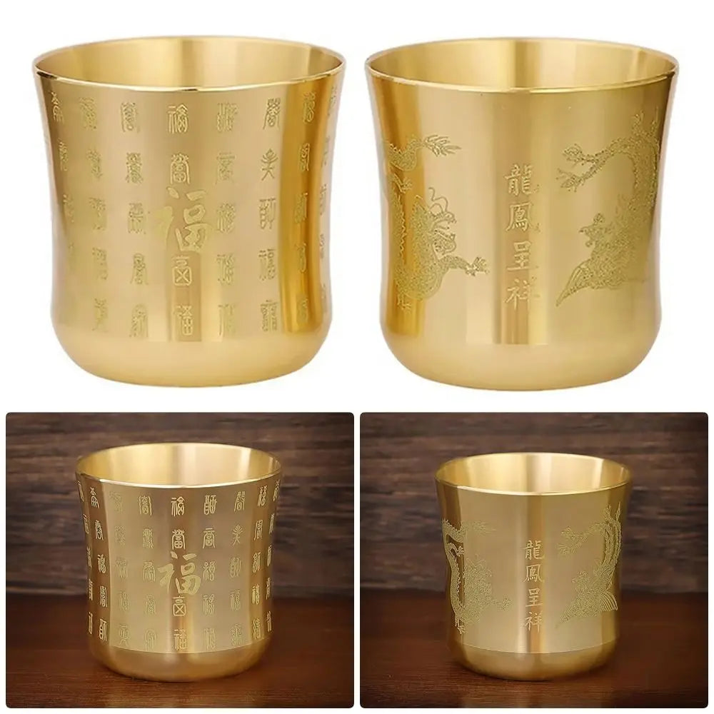 1Pcs Durable Wealth Attracting Brass Tea Cup 6cm Desktop Ornament