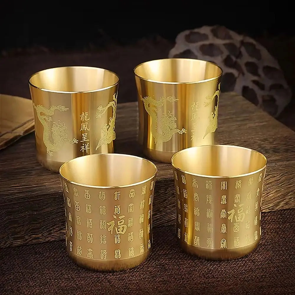 1Pcs Durable Wealth Attracting Brass Tea Cup 6cm Desktop Ornament
