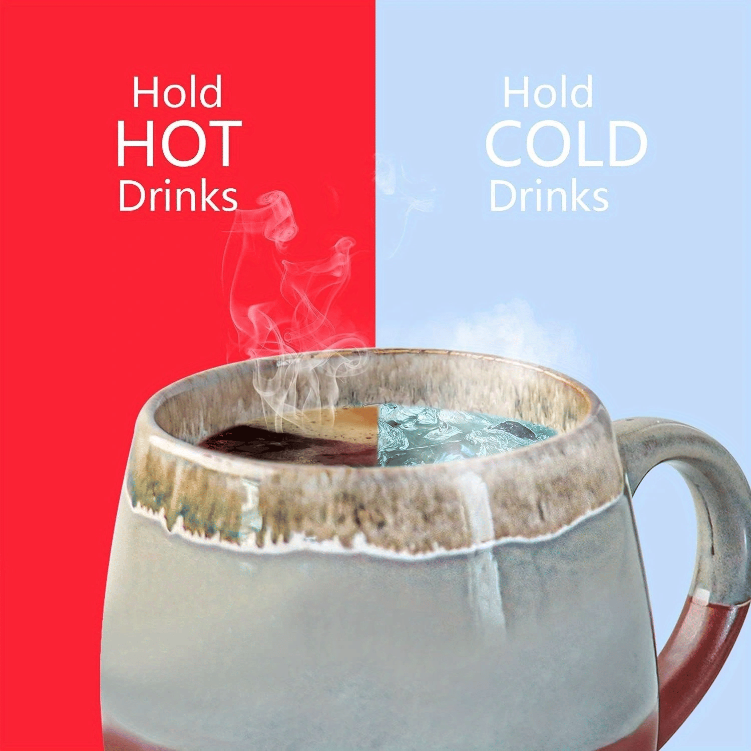 18 oz Large Pottery Coffee Mug, Brown Big Tea Cup for Office and Home, Dishwasher and Microwave Safe